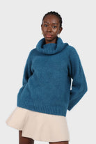 Ivory large asymmetric hem wool skirt_4