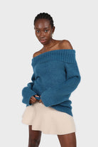 Ivory large asymmetric hem wool skirt_1