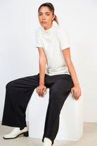 Ivory short sleeved mock neck tee_5