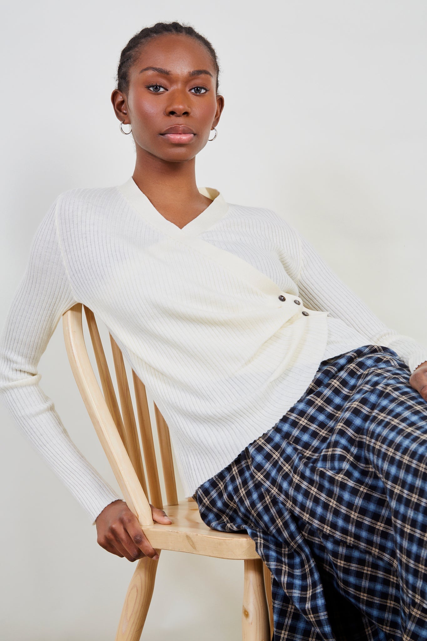 Ivory side button knit top_5