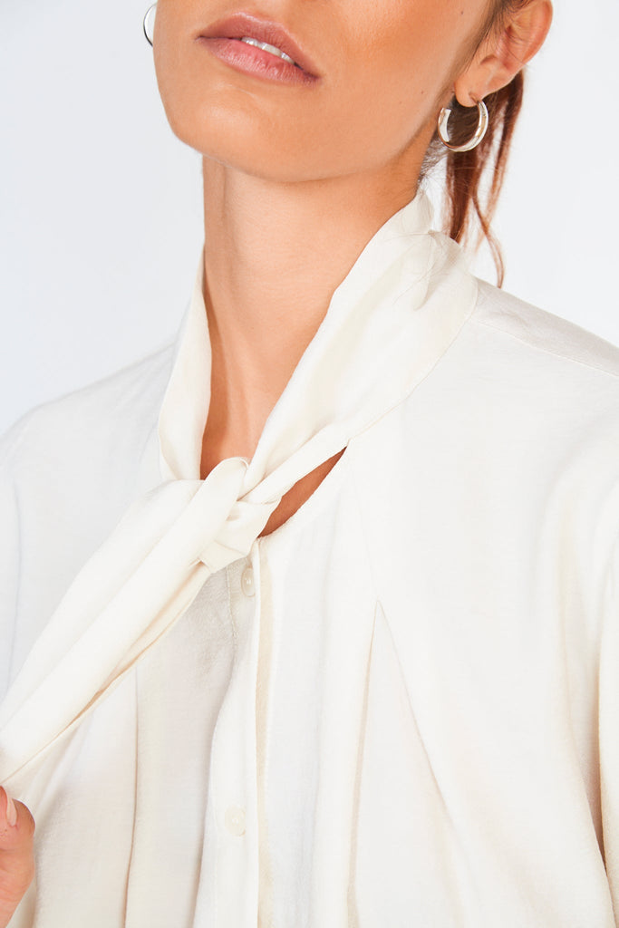 Ivory silky tie neck blouse_4