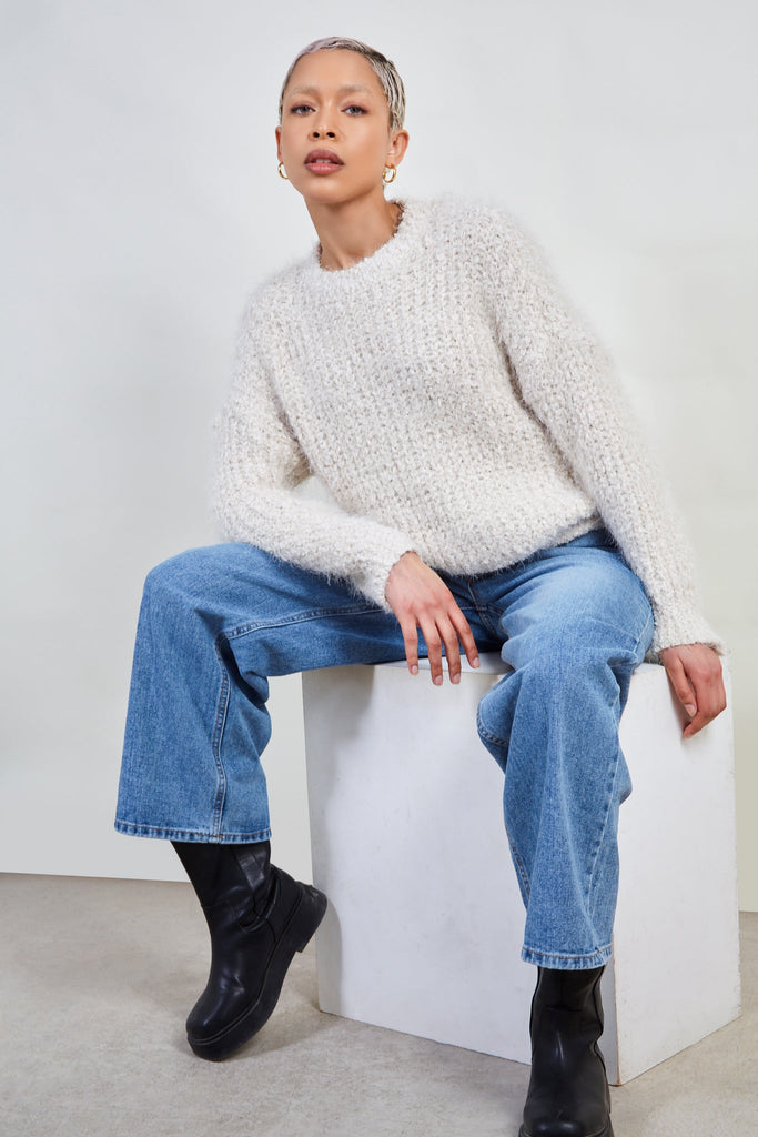 Ivory thick fuzzy sweater_5