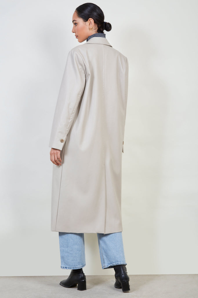 Ivory vegan leather tailored coat_4