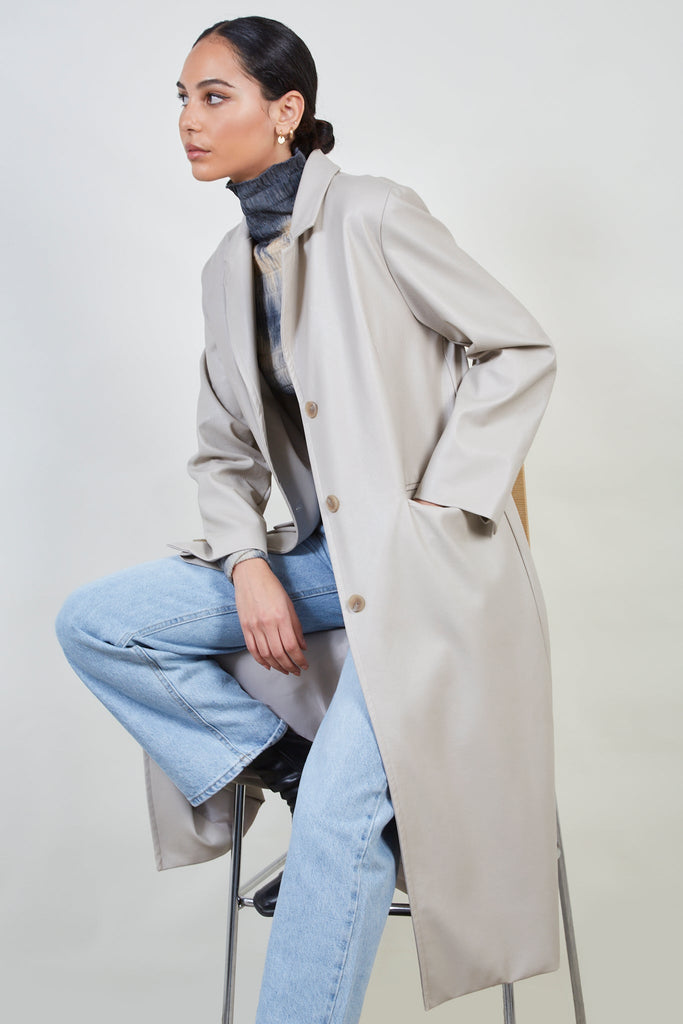 Ivory vegan leather tailored coat_5