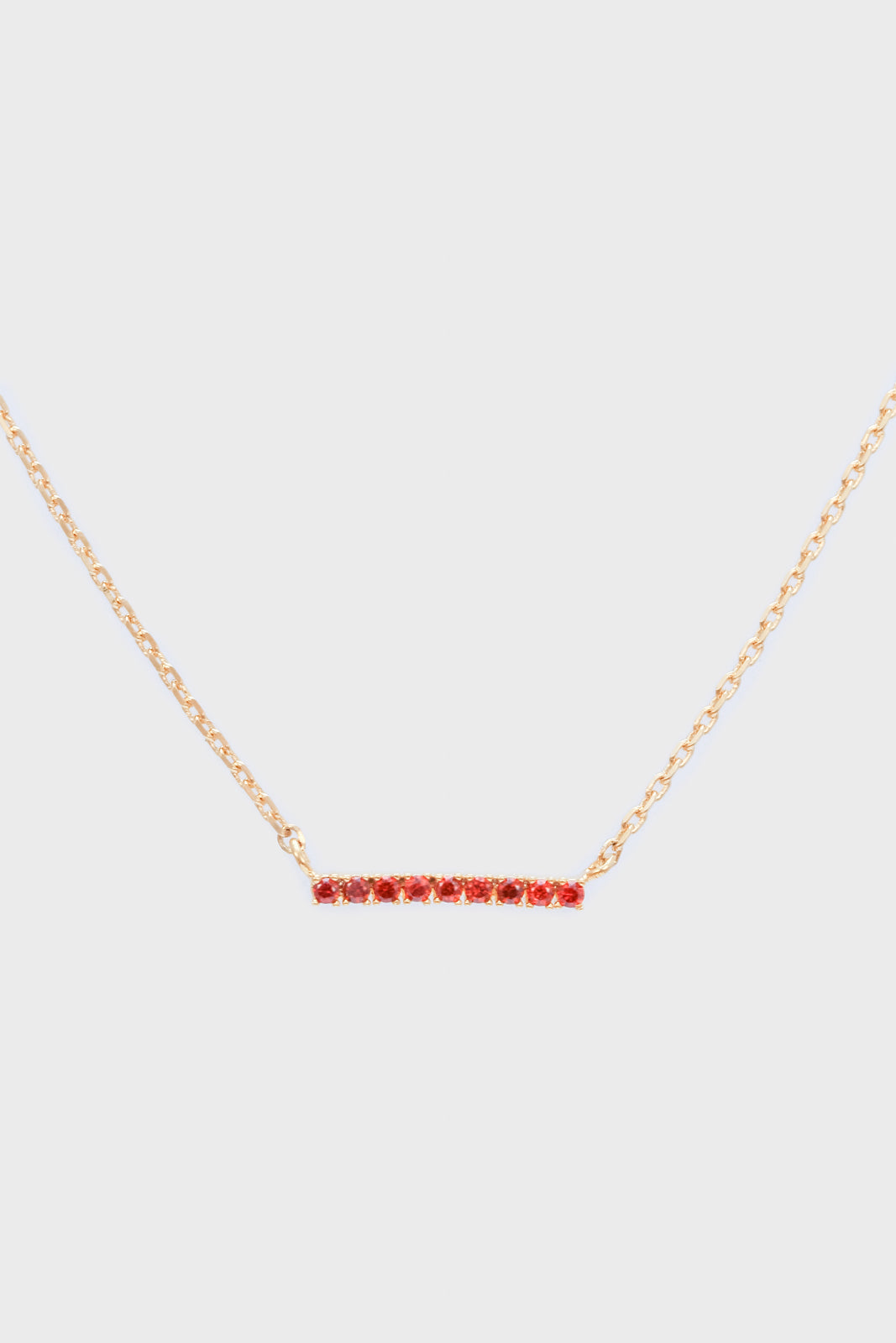 Gold charm necklace - Pink diamante bar_1