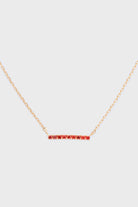 Gold charm necklace - Pink diamante bar_1