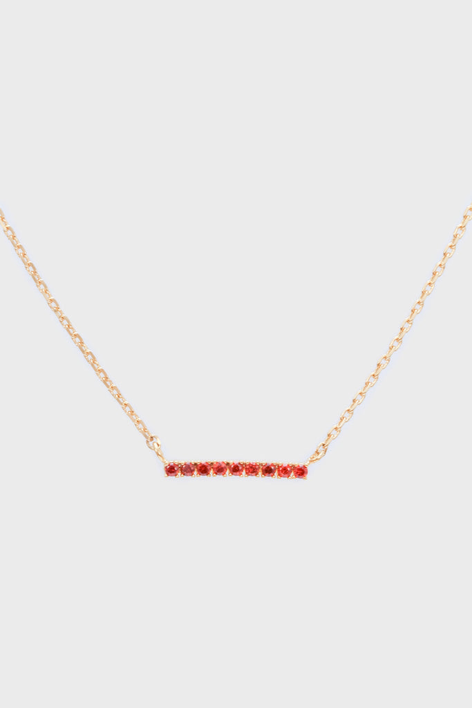 Gold charm necklace - Red diamante bar_2