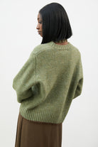 Khaki and brown wool blend striped tiny scarf jumper_2