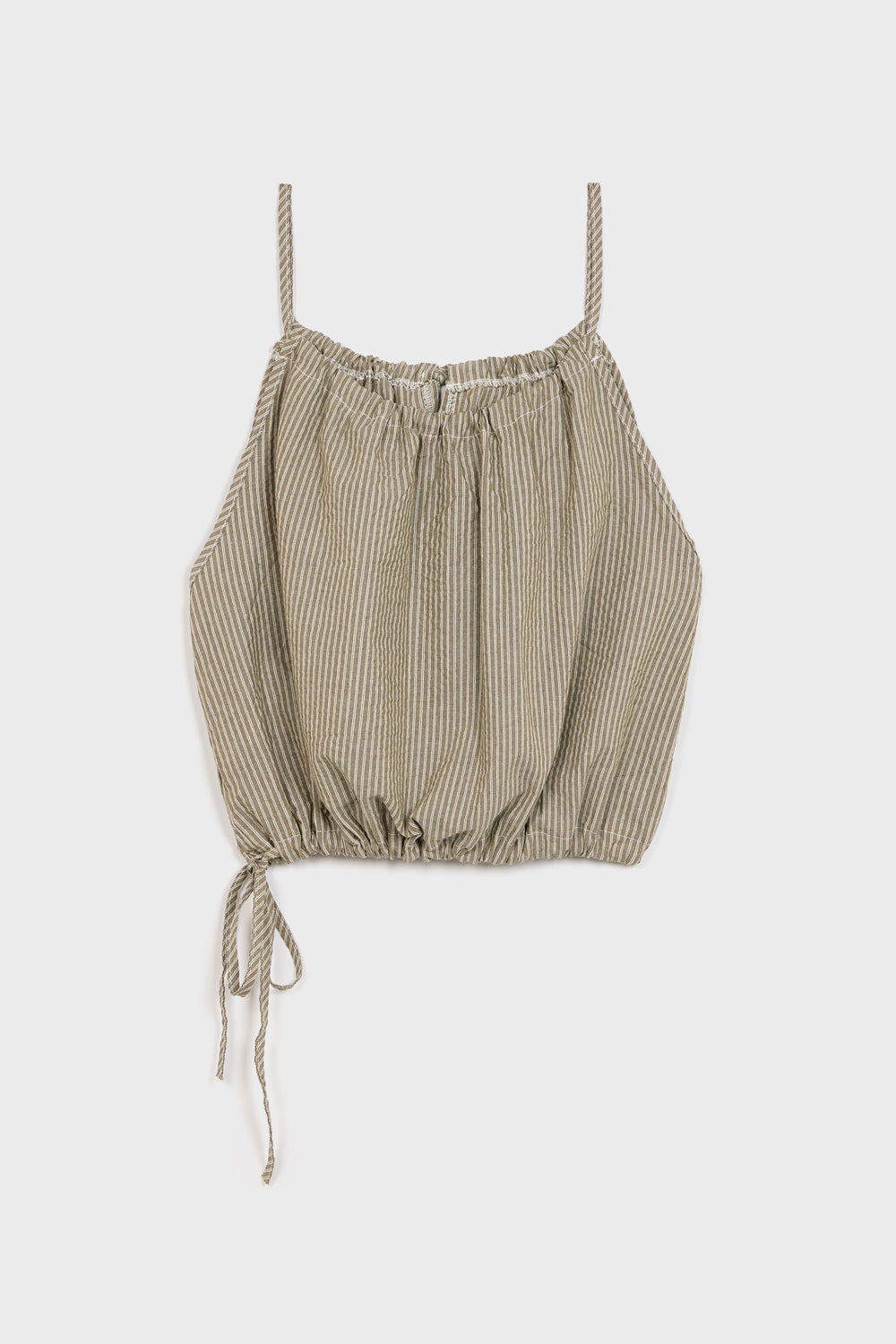 Khaki and ivory vertical thin strap side cinch tank_6