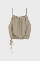 Khaki and ivory vertical thin strap side cinch tank_6