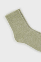 Khaki angora ribbed ankle trim socks_2