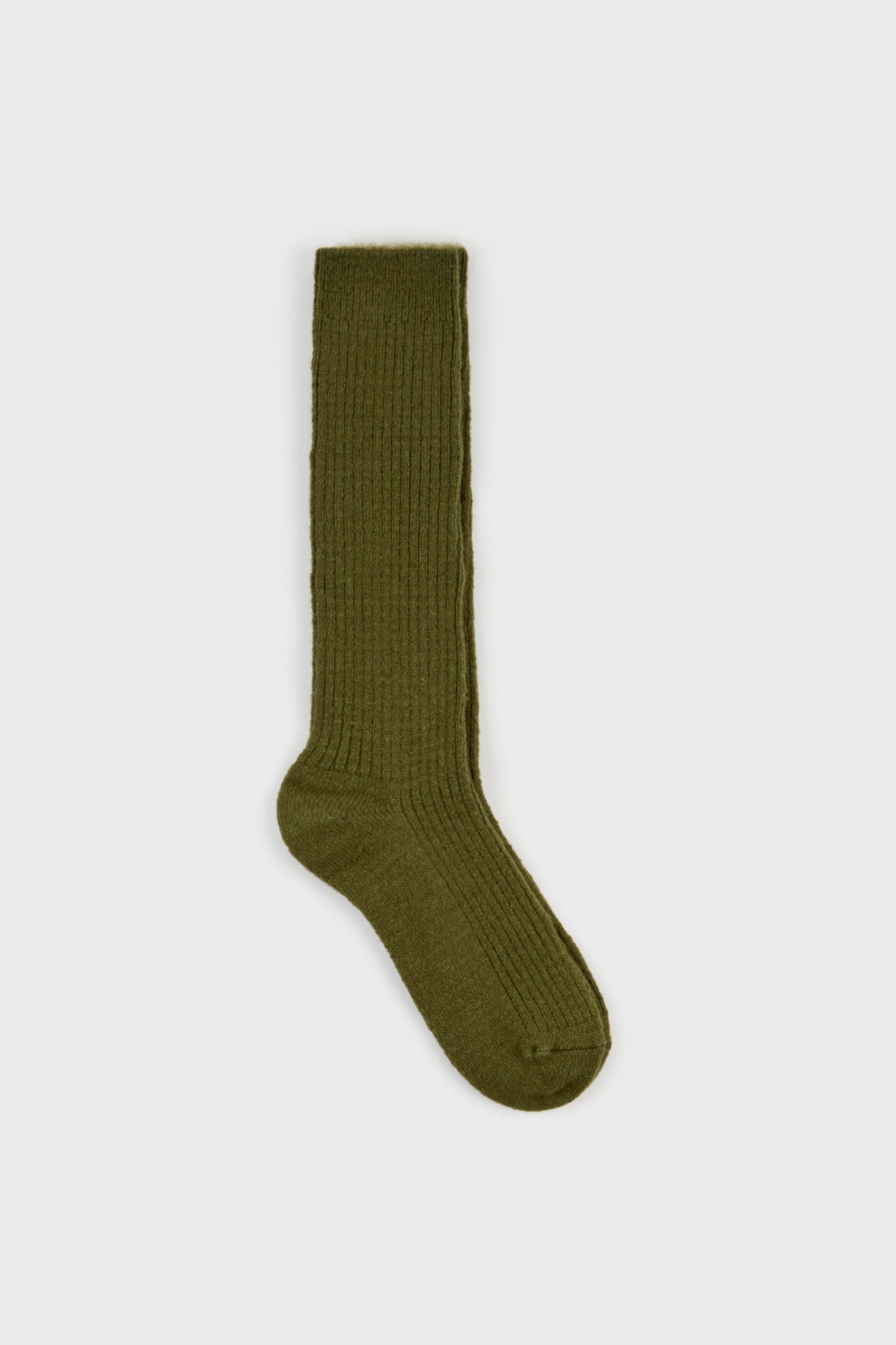 Khaki cashmere alpaca blend knee high socks_1