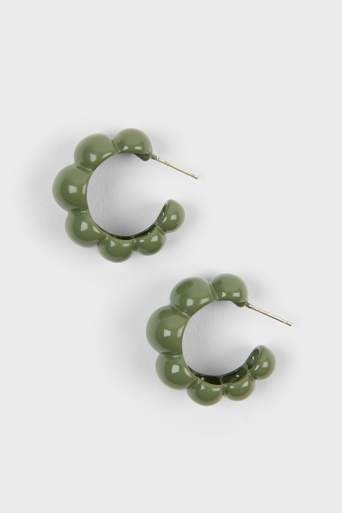 Khaki enamel bubble hoop earrings_1