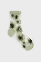 Khaki large daisy sheer socks_1