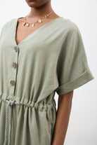 Khaki short sleeve rope waist jumpsuit_5