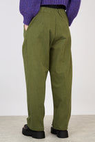 Khaki thick double side belted trousers_2