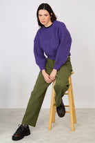 Khaki thick double side belted trousers_5