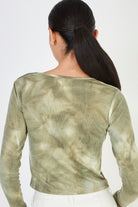 Khaki tie dye ruched long sleeve top_2