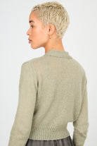 Khaki wool blend button front cardigan_2