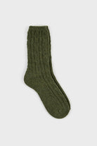 Khaki wool blend ribbed socks_1