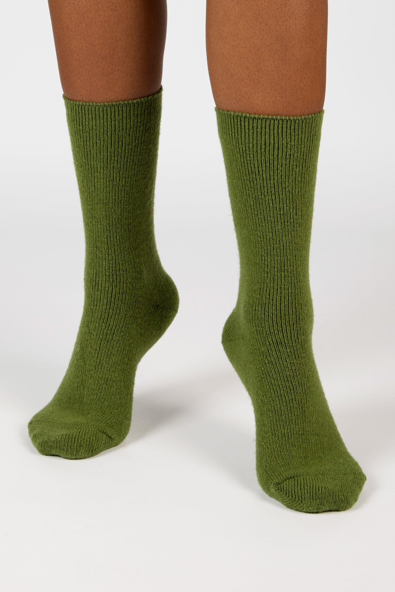 Khaki smooth wool blend socks_2