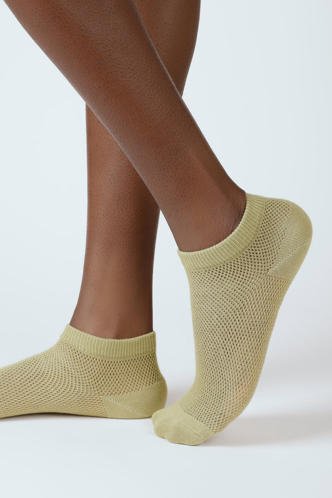 Khaki mesh ankle socks_1