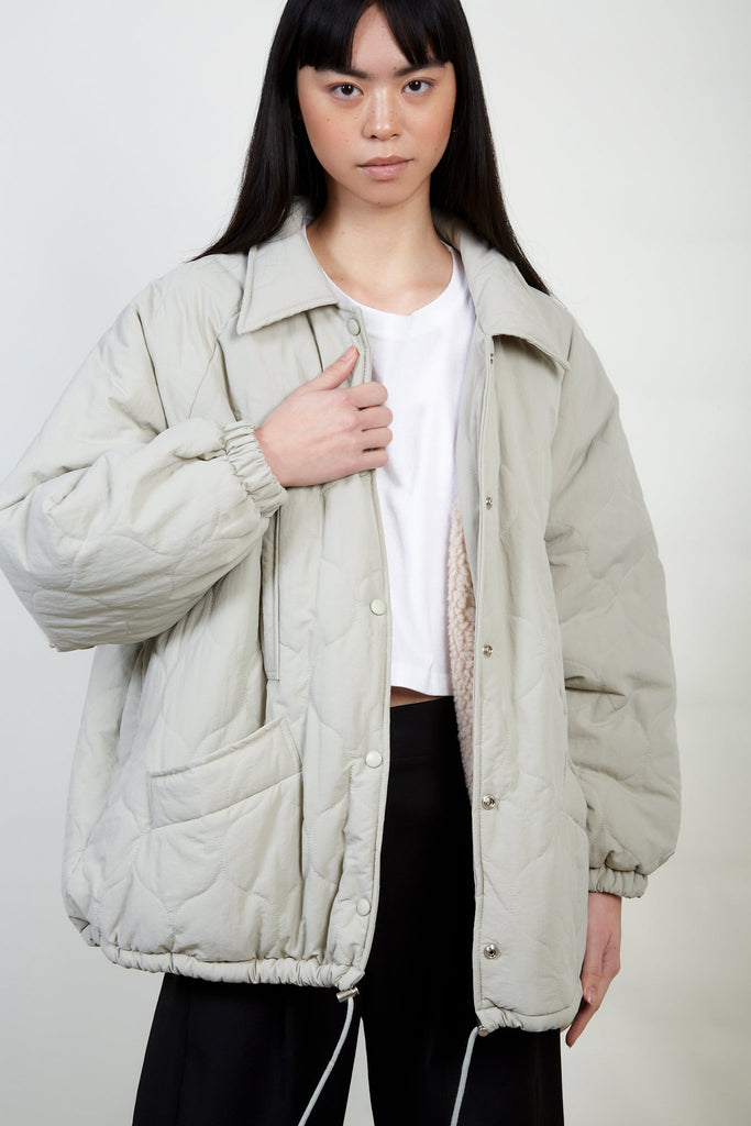 Khaki teddy lined quilted jacket_1
