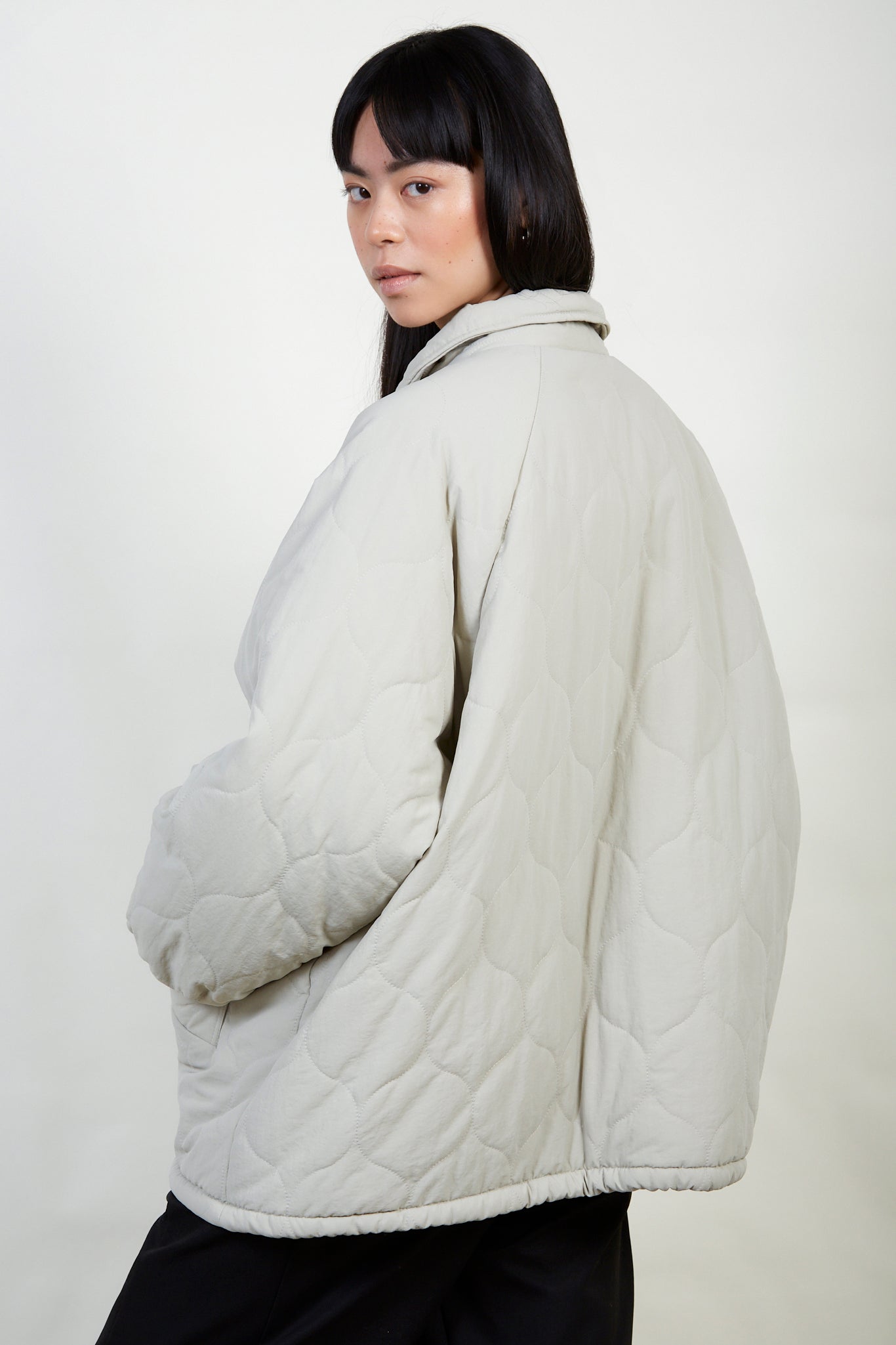 Khaki teddy lined quilted jacket_5