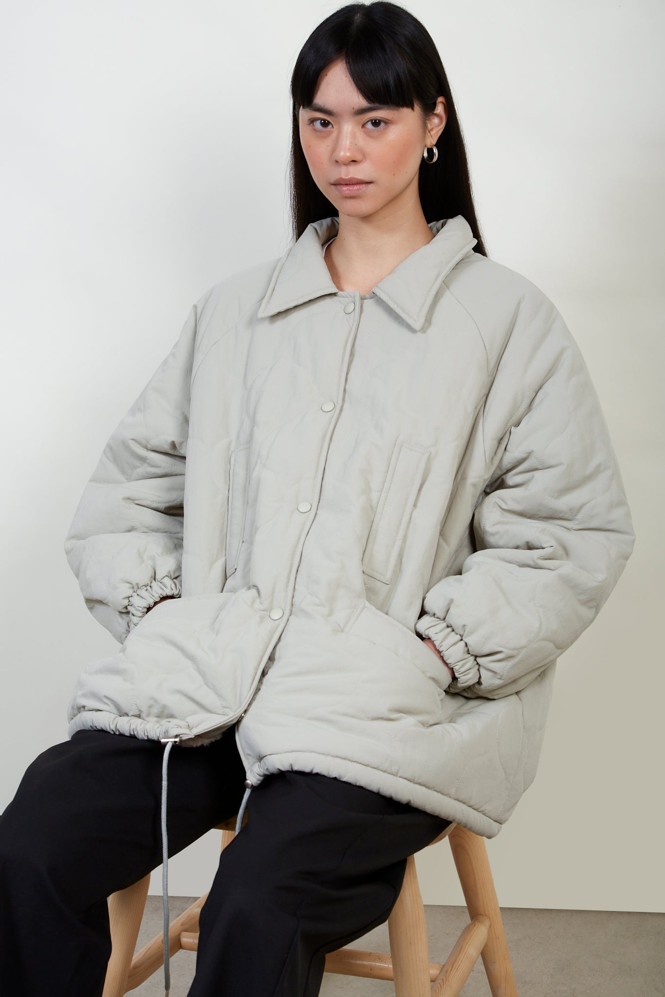 Khaki teddy lined quilted jacket_7