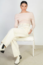 Light beige double side belted trousers_5