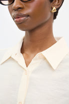 Light beige draped tie waist shirt dress_4