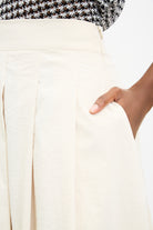 Light beige pleated waist midi skirt_3