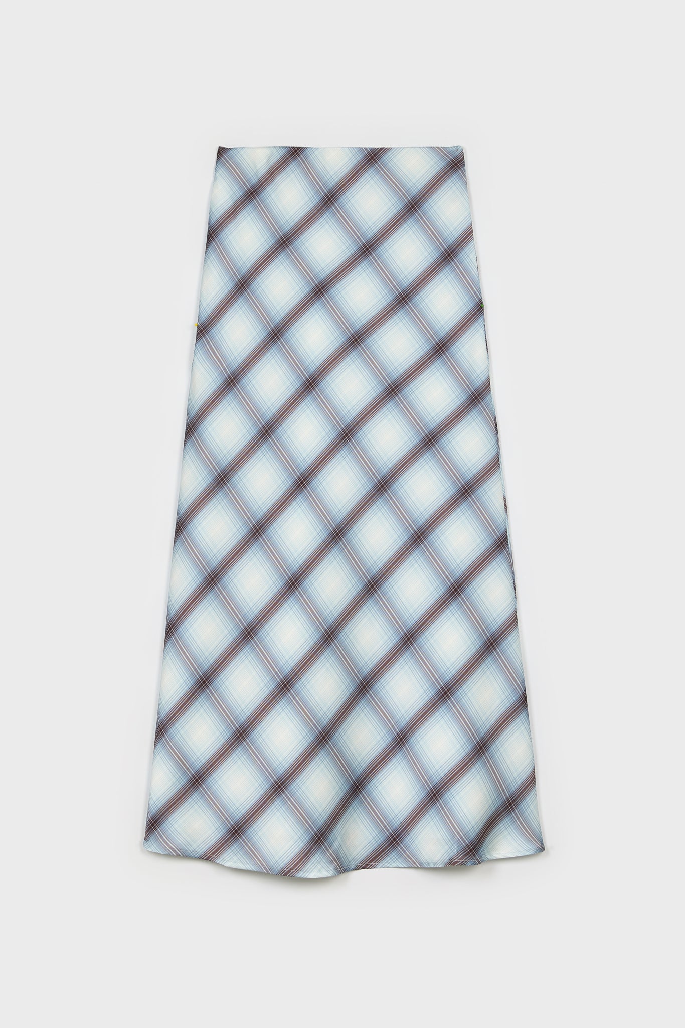 Light blue and brown plaid satin touch skirt_1