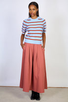 Light blue and brown striped knit tee_4