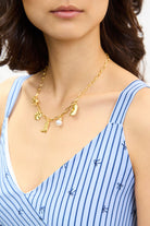 Light blue and navy striped ribbon print dress_4