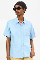 Light blue denim short sleeve shirt_1