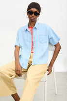 Light blue denim short sleeve shirt_5