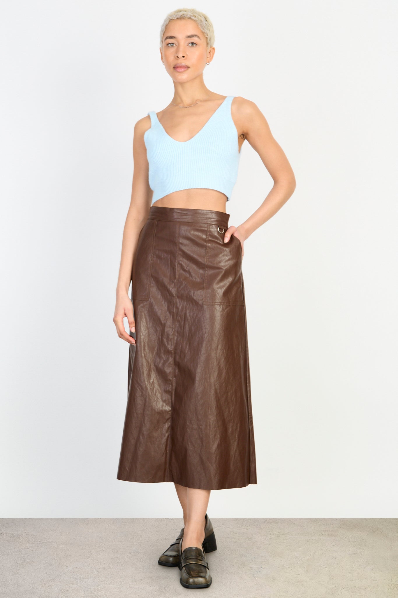 Light blue double V knit tank_4