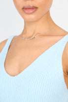 Light blue double V knit tank_3