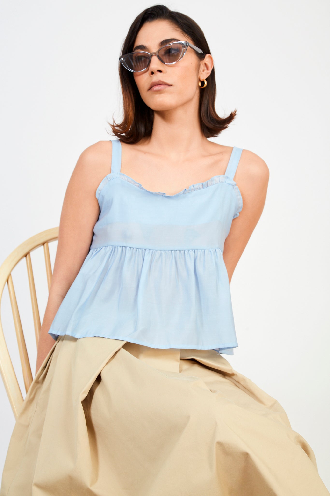 Light Blue Double Tie Tank Top Glassworks London Light Blue Double Tie Tank Top Glassworks London