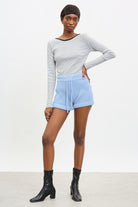 Light blue drawstring knit shorts_4