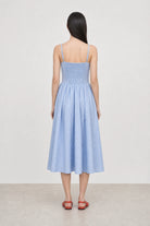 Light blue gingham ruched back dress_2