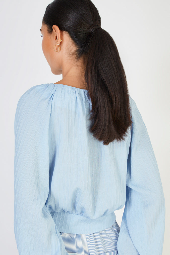 Light blue line textured button up blouse_2