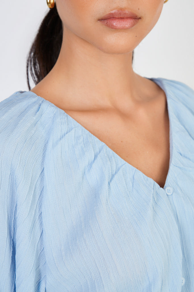 Light blue line textured button up blouse_3