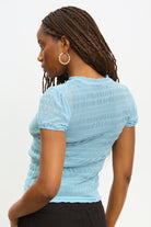 Light blue line textured semi sheer tee_2