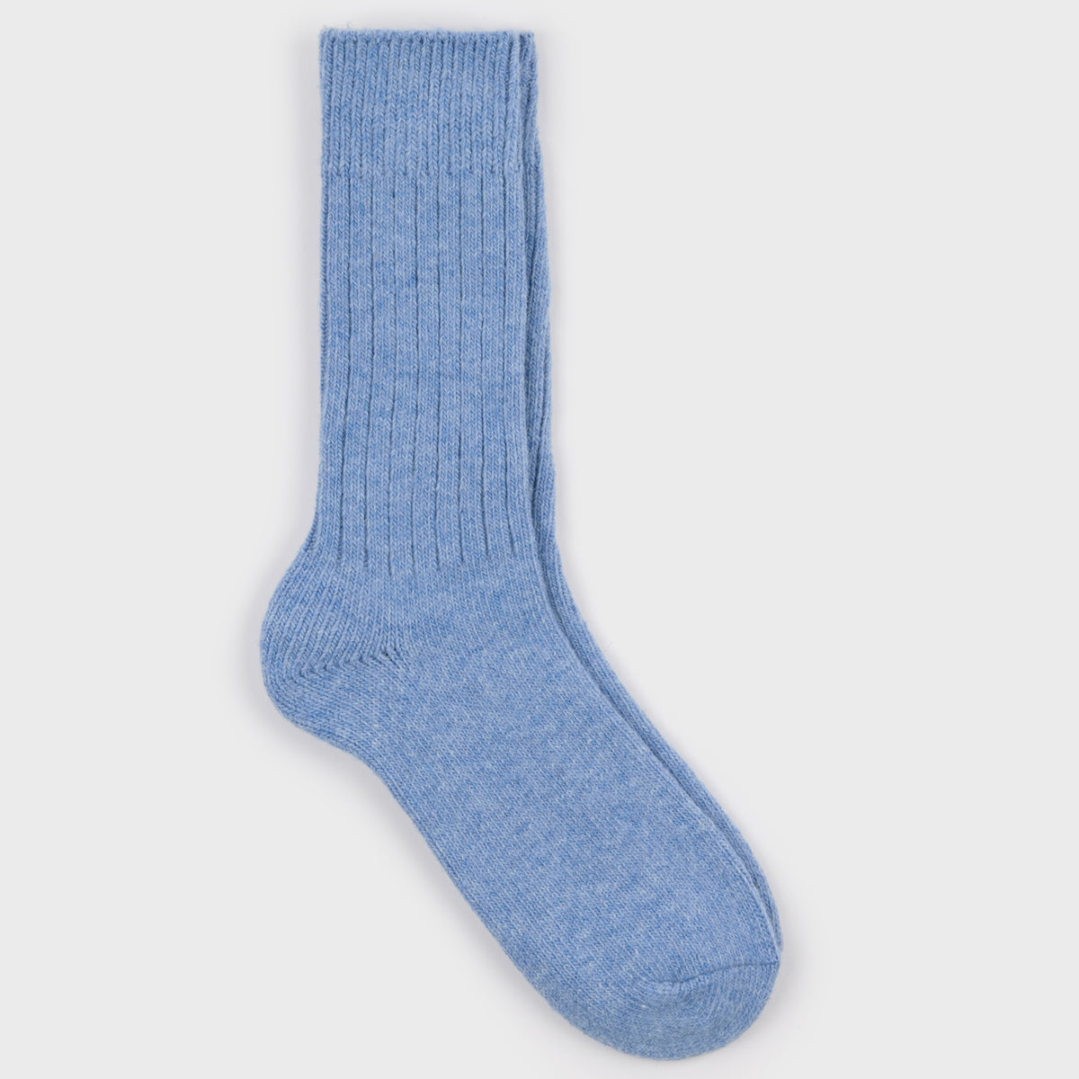 Blue Socking Light blue ribbed alpaca blend socks | Glassworks London