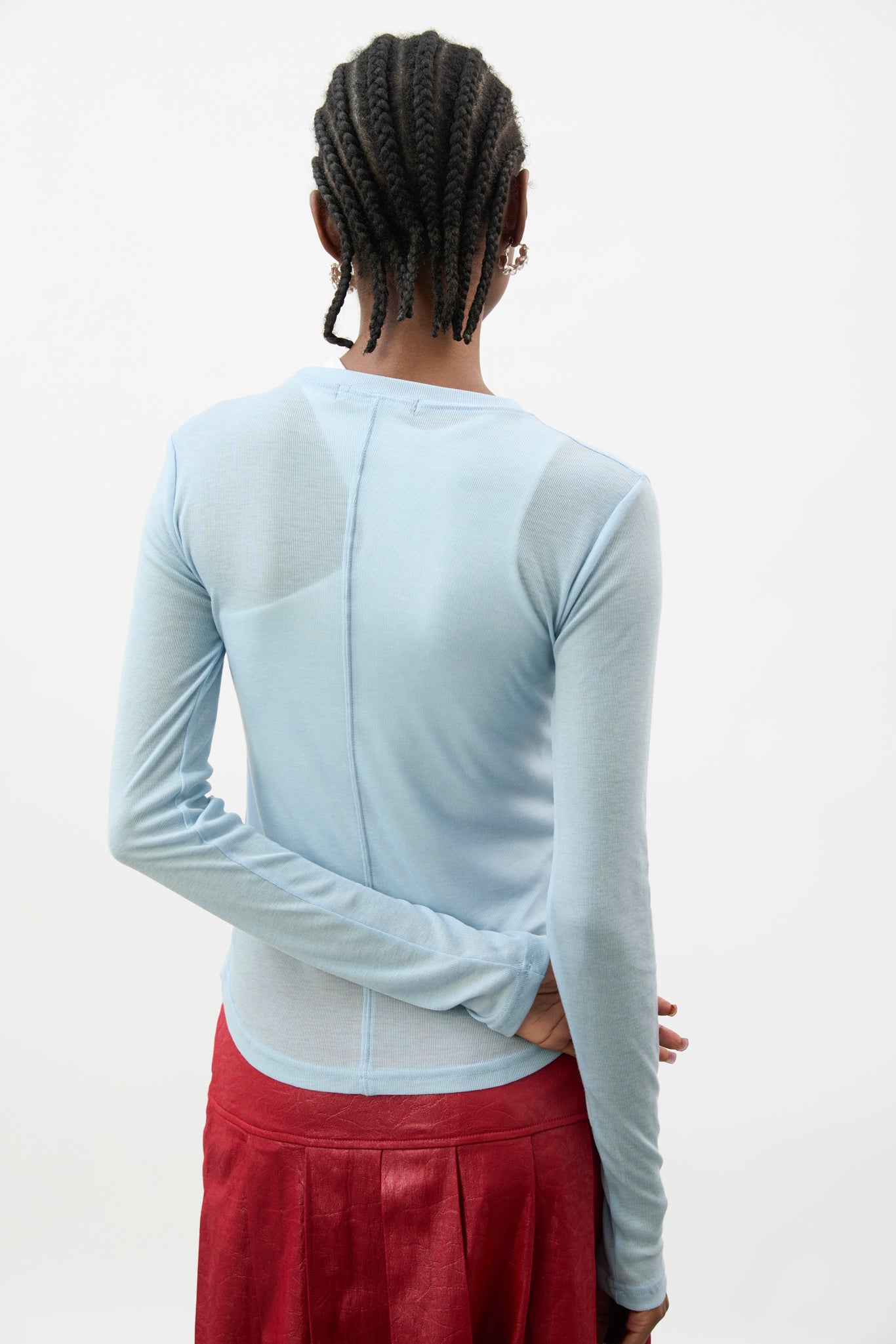 Light blue semi sheer jersey long sleeve top_2