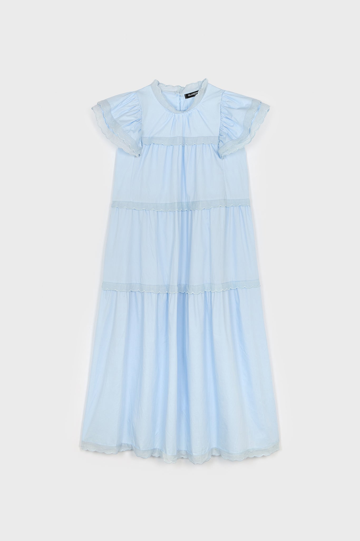 Light blue sheer scallop trim midi dress_1