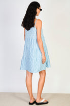 Light blue textured tiered mini dress_2