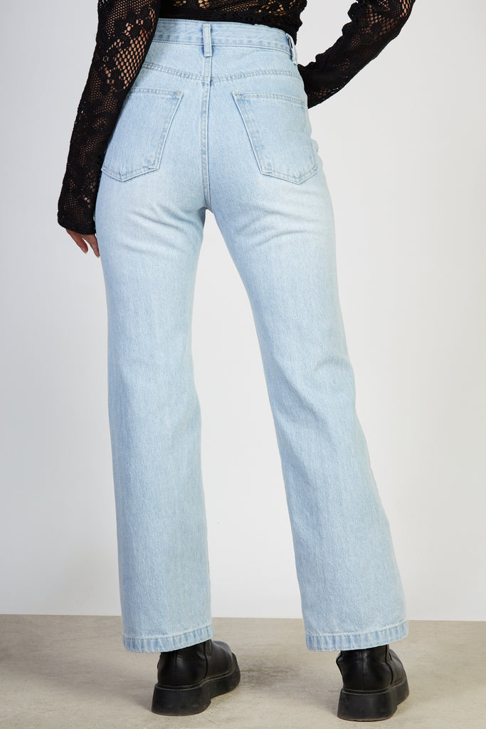 Light blue washed high waist jeans_2